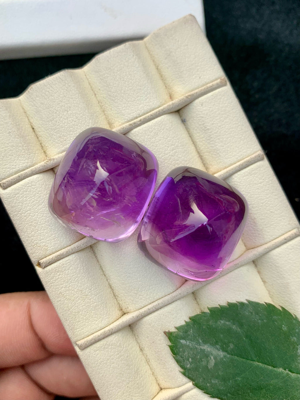 Deep Purple Amethyst Sugarloaf Cabochon Pair: 113.05 Carat Gemstone