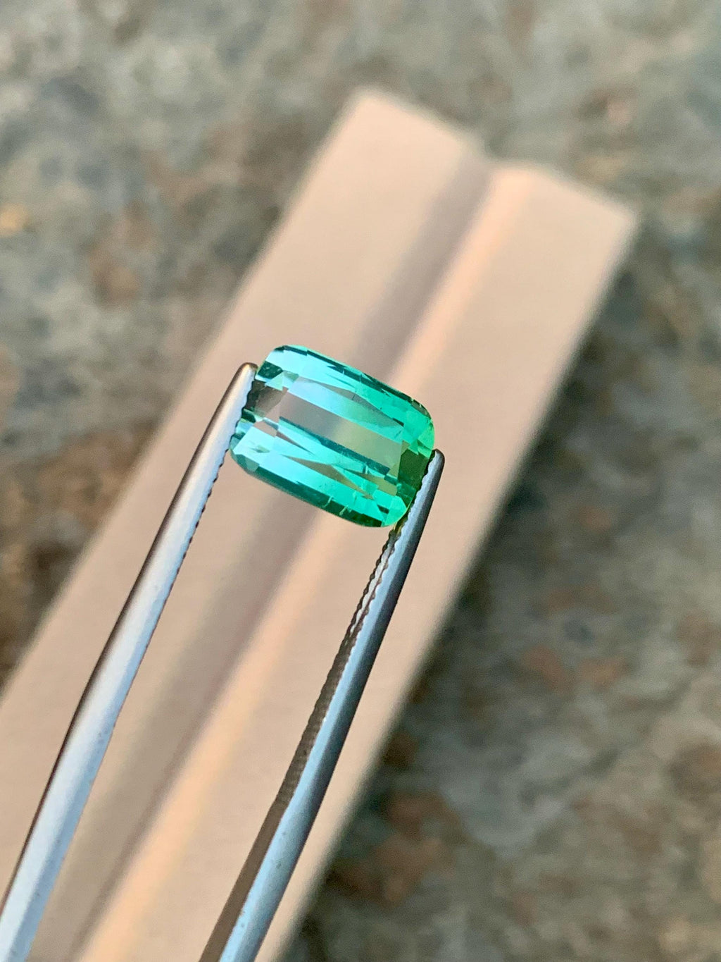 Natural Bluish Green Tourmaline Gemstone: Cushion Cut, 4.70 CT