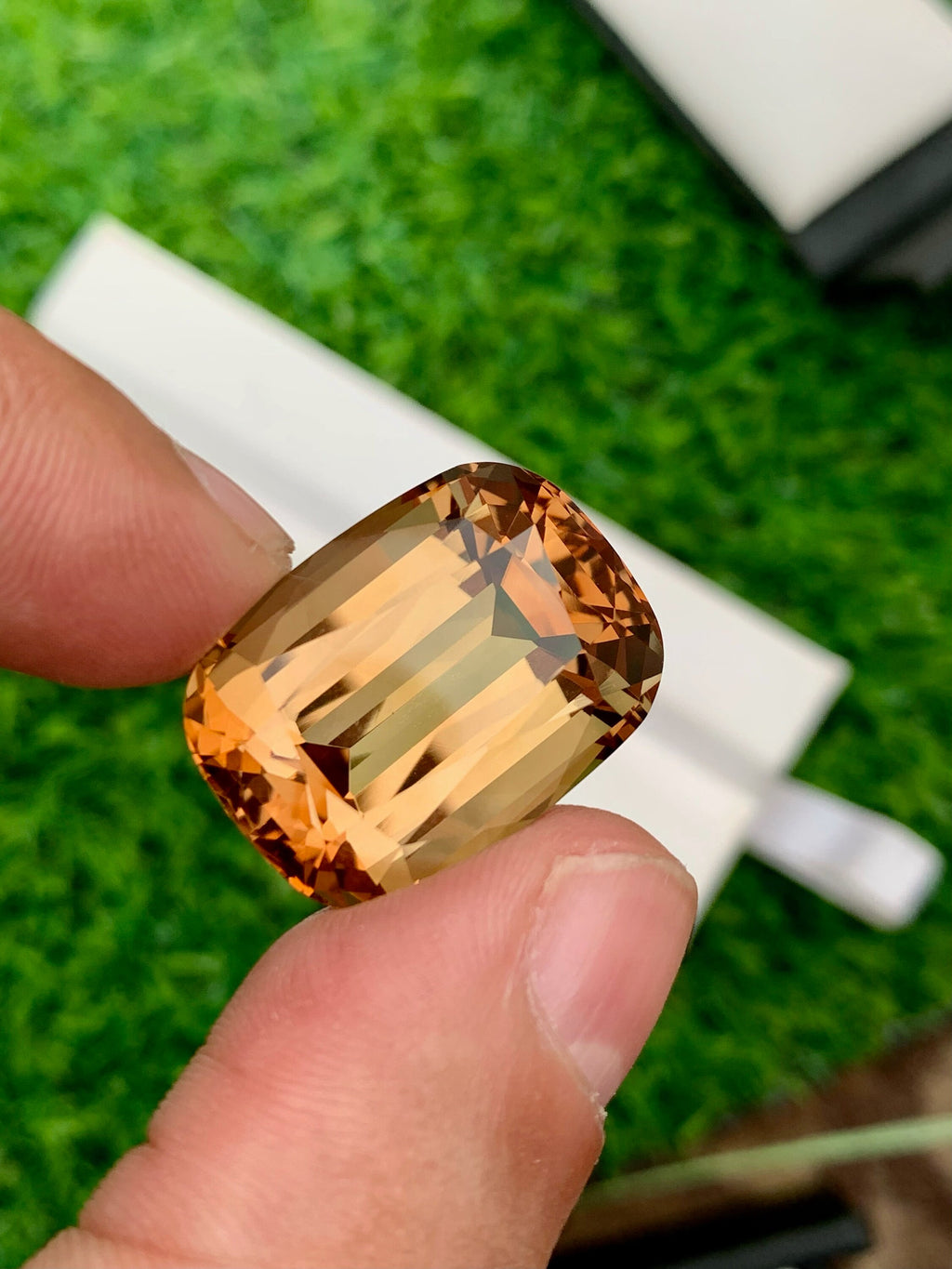 40.85 Carat Champagne Topaz Gemstone: Cushion Cut Natural Stone From Brazil