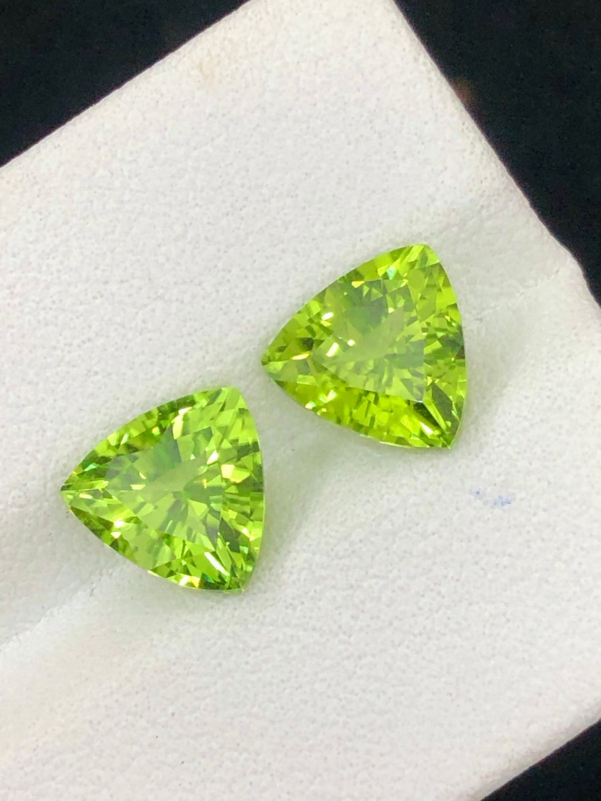 Trillion Cut Peridot Gemstone Pair: 4.85 CT, Supat Mine Pakistan