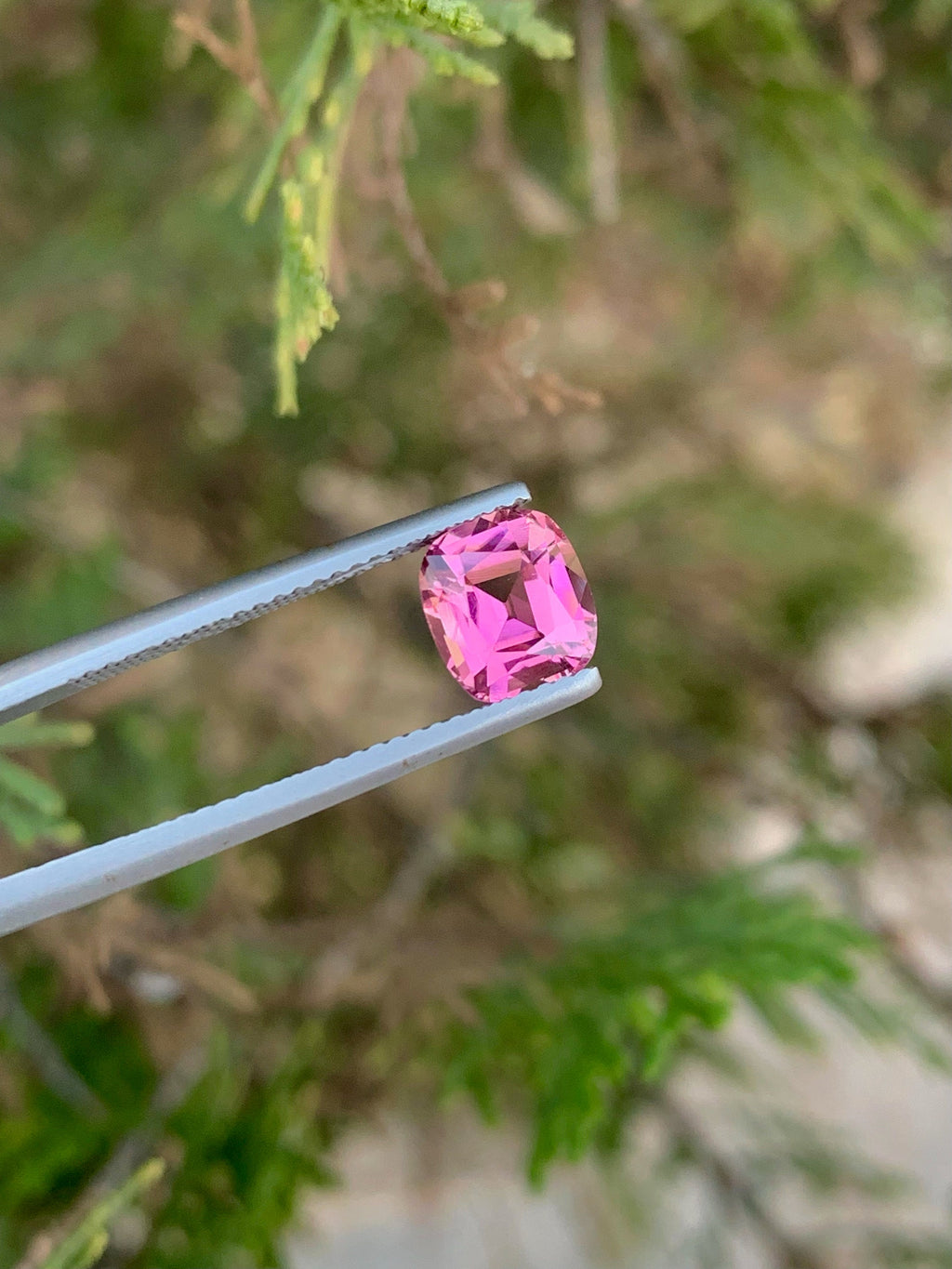 Natural Pink Tourmaline Gemstone: Faceted Cushion Cut, 1.70 CT