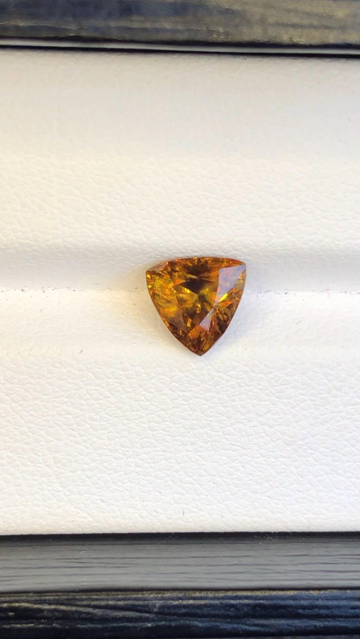 Trichroic Sphene Gemstone: 1.65 CT Trillion Cut, Zagi Mine