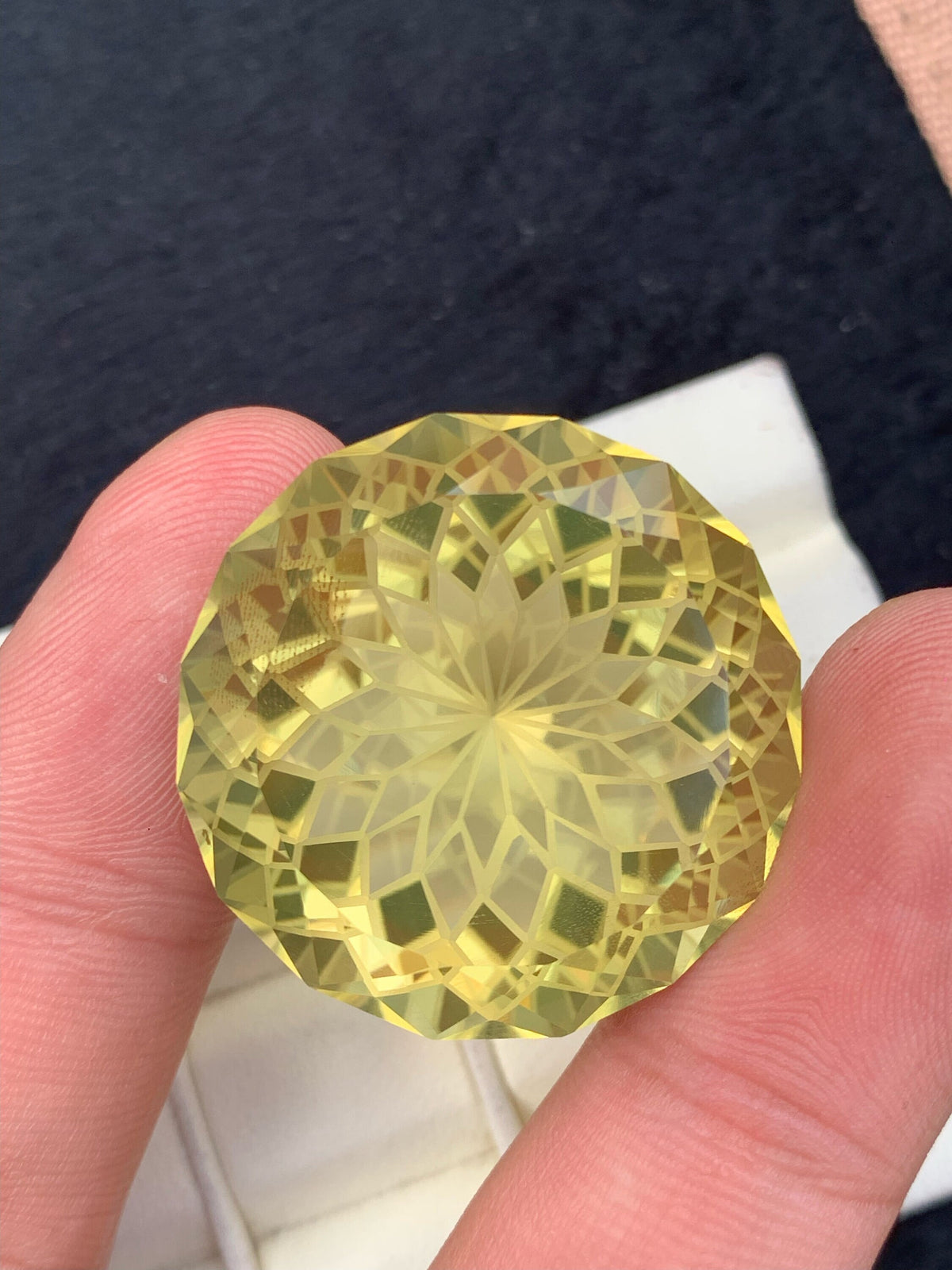 Flower Cut Citrine Gemstone: Yellow Faceted Loose Stone, 96.80 CT