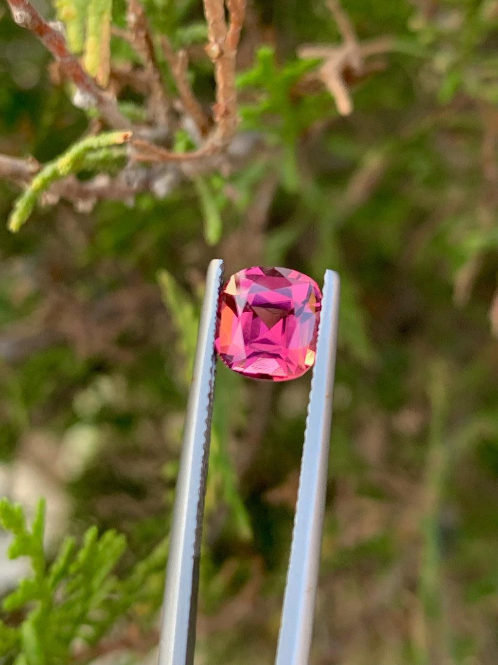 2.25 CT Deep Pink Tourmaline Gemstone: Cushion Cut, Afghanistan Origin
