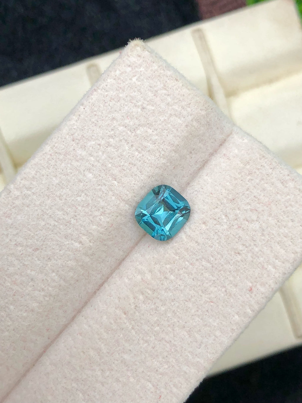 Lagoon Blue Tourmaline Gemstone: 0.80 CT Cushion Cut, Afghanistan