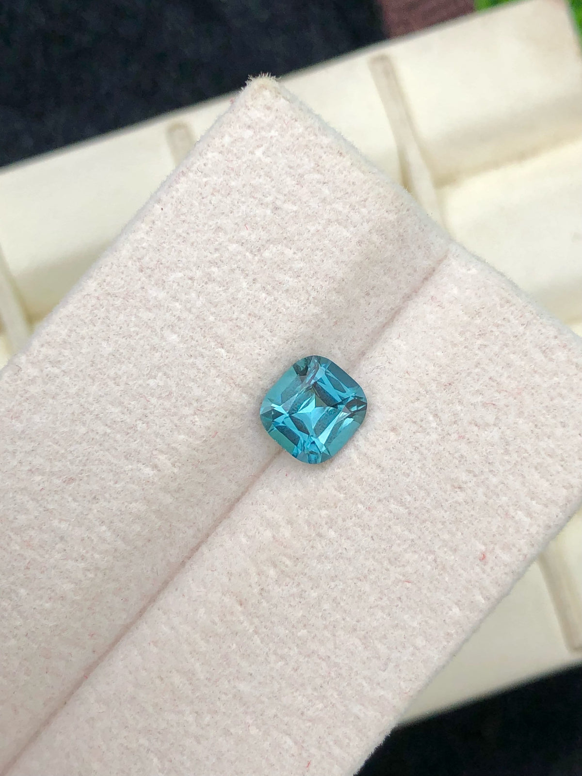 Lagoon Blue Tourmaline Gemstone: 0.80 CT Cushion Cut, Afghanistan