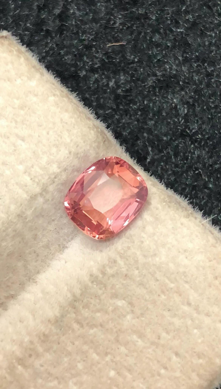 Sunrise Padparadscha Sapphire 1.26 ct Cushion Cut , Madagascar – Orange-Pink Brilliance Certified