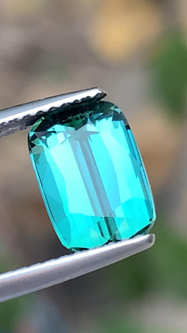 Blue Lagoon Tourmaline Gemstone: Cushion Cut Ring Stone, 2.55 CT