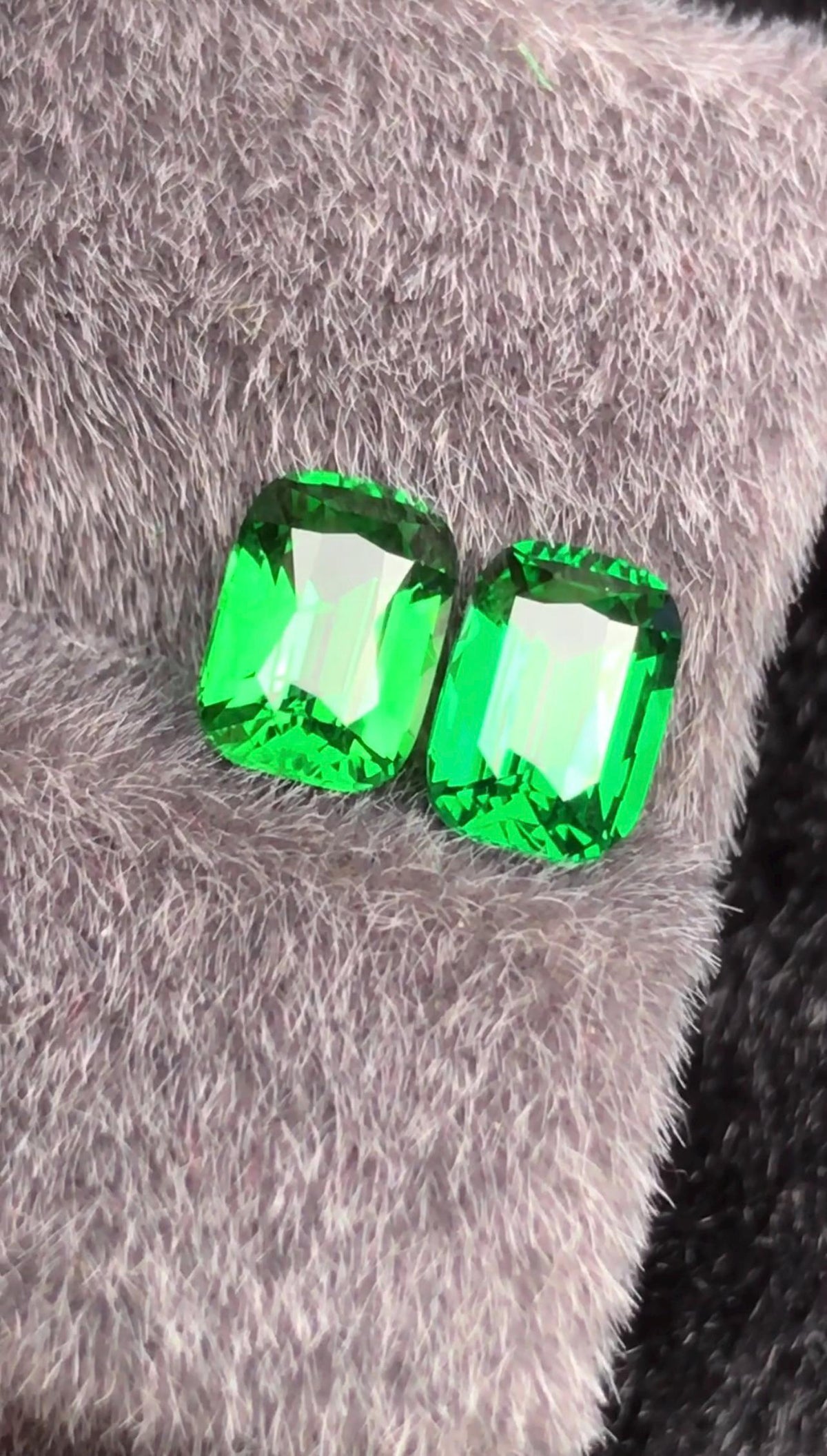 Tsavorite Garnet Pair 2.04ct Cushion Cut Green Gemstones Tanzania Certified Matching Set