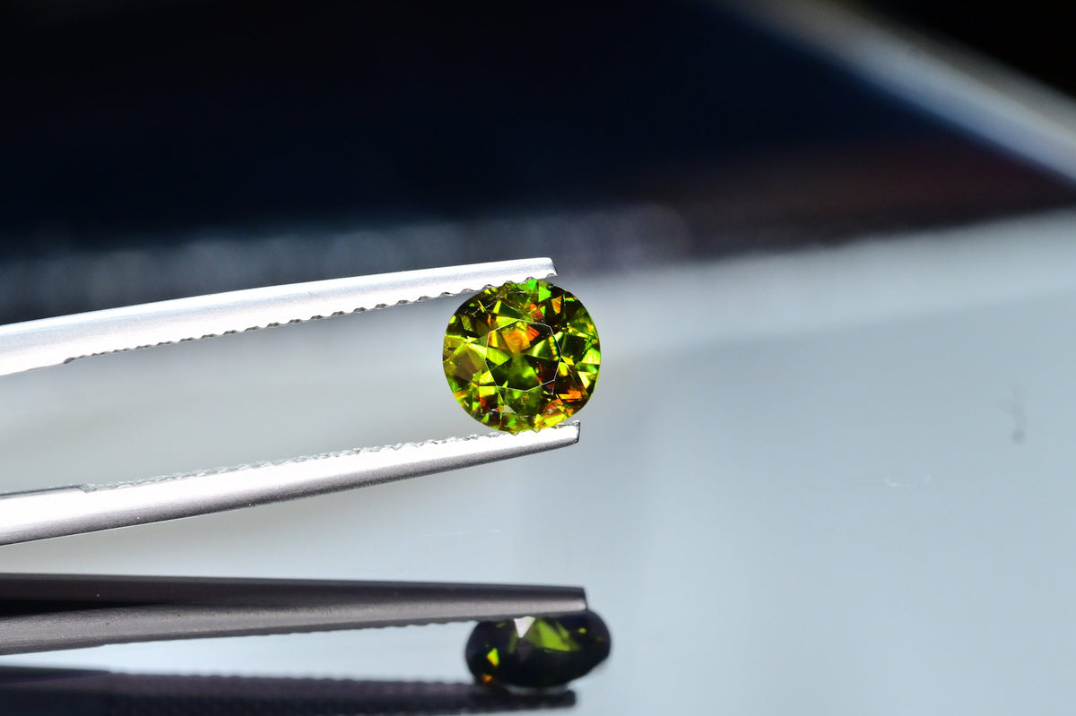 Ultra Fire Chrome Sphene Loose Gemstone Round Diamond Cut - 1.60 Carats