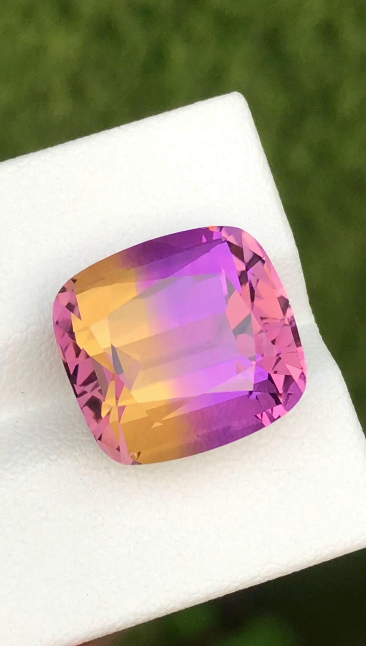 Bi-Color Ametrine 14.25 Ct Cushion Cut – Gemstone from Brazil