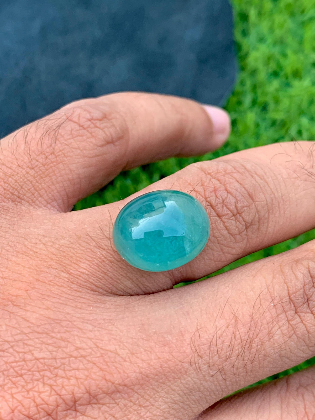 Grandidierite Gemstone Cabochon: Bluish Green, Rare Madagascar Stone, 13.80 Carats