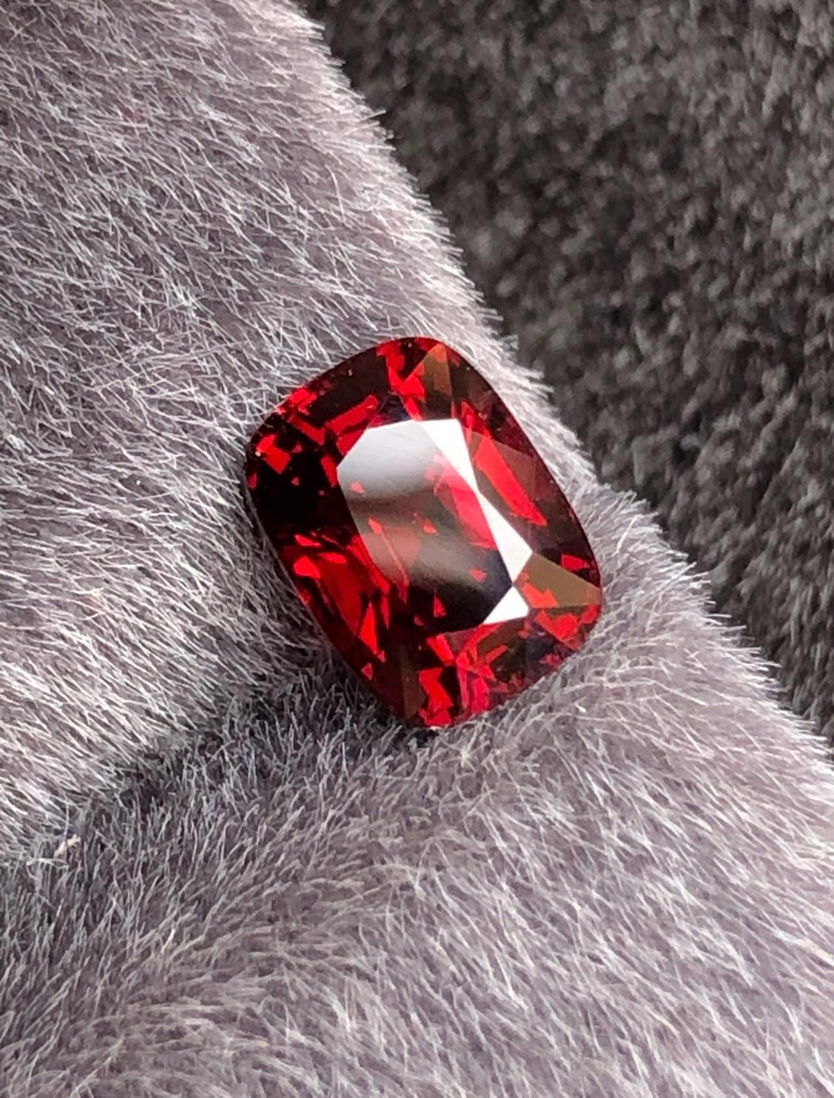 Vivid Red Spinel 1.58ct Step Cushion Cut - Burma Gemstone Loose Stone