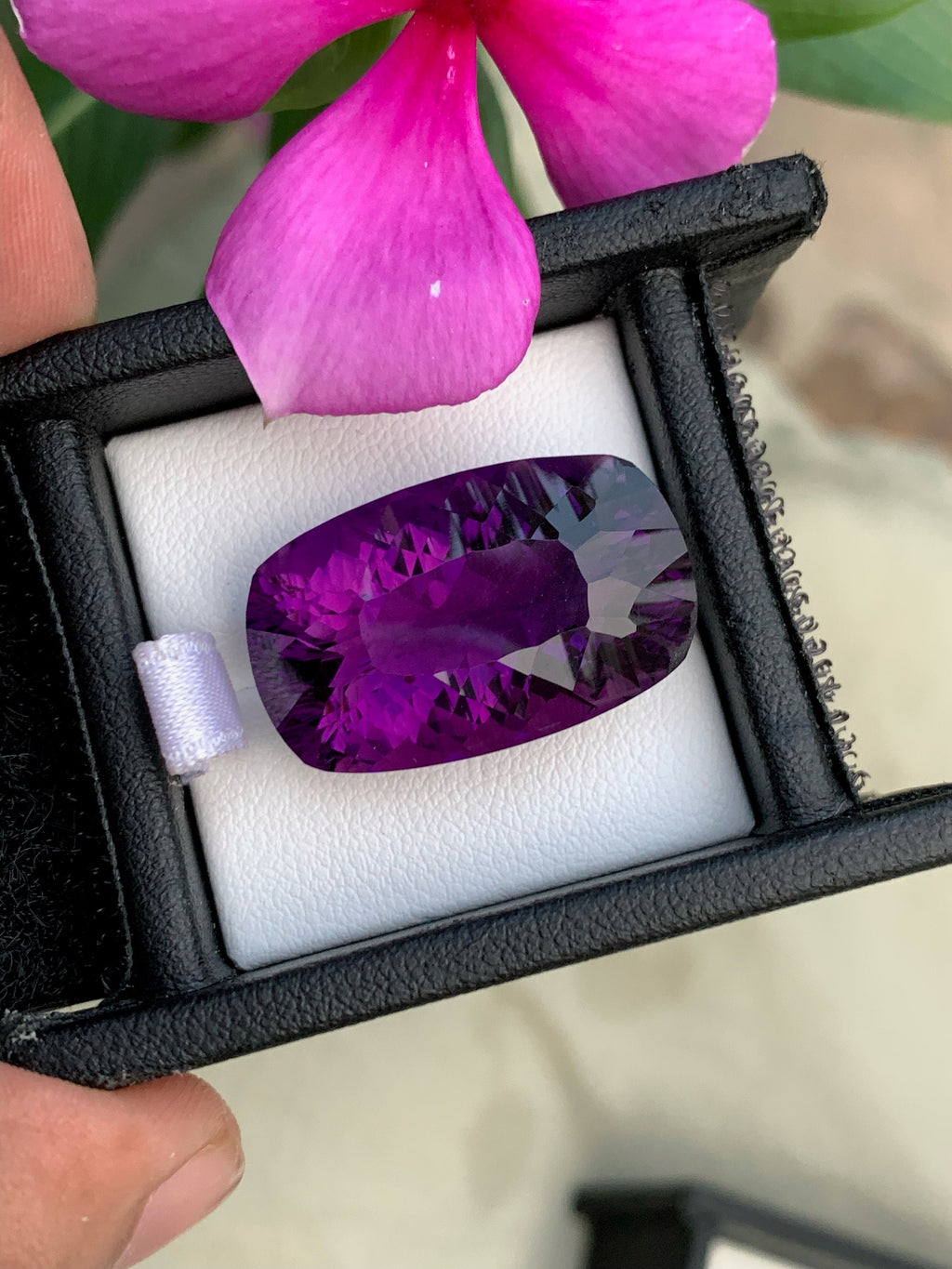 Natural Amethyst Gemstone: 32 CTS, Custom Cushion Cut, VVS Clarity