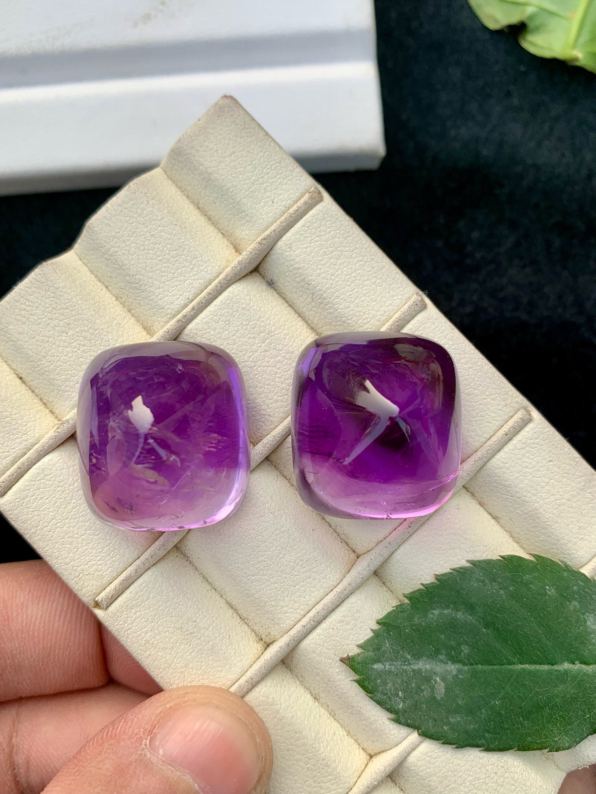 Deep Purple Amethyst Sugarloaf Cabochon Pair: 113.05 Carat Gemstone