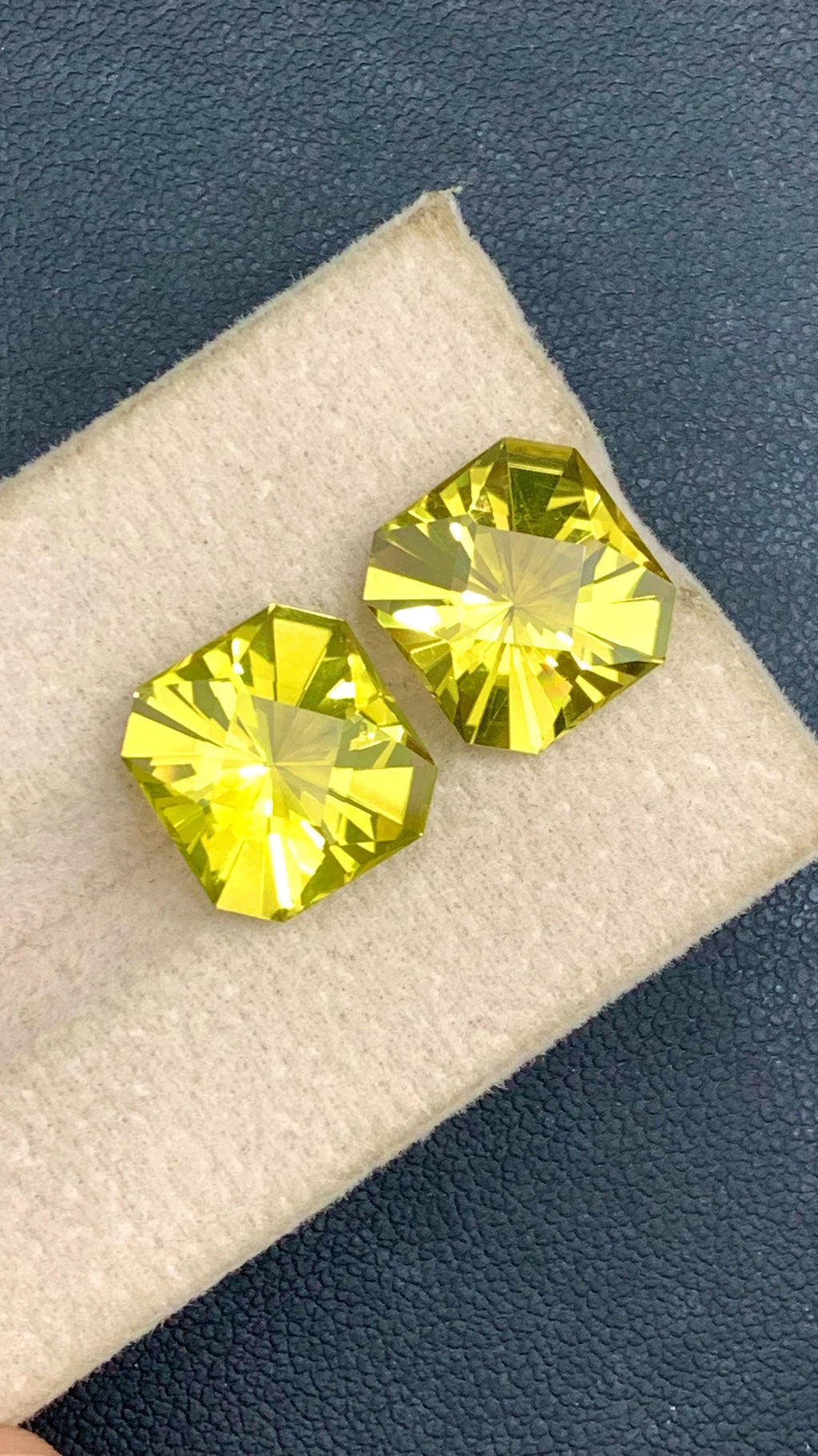 Olive Citrine Gemstone Pair: Fancy Cut November Birthstone, 11.67x11.07 mm