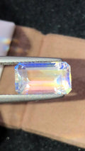 Rainbow Moonstone 4.64 Carat - Emerald Cut Blue Flash Gemstone From Madagascar
