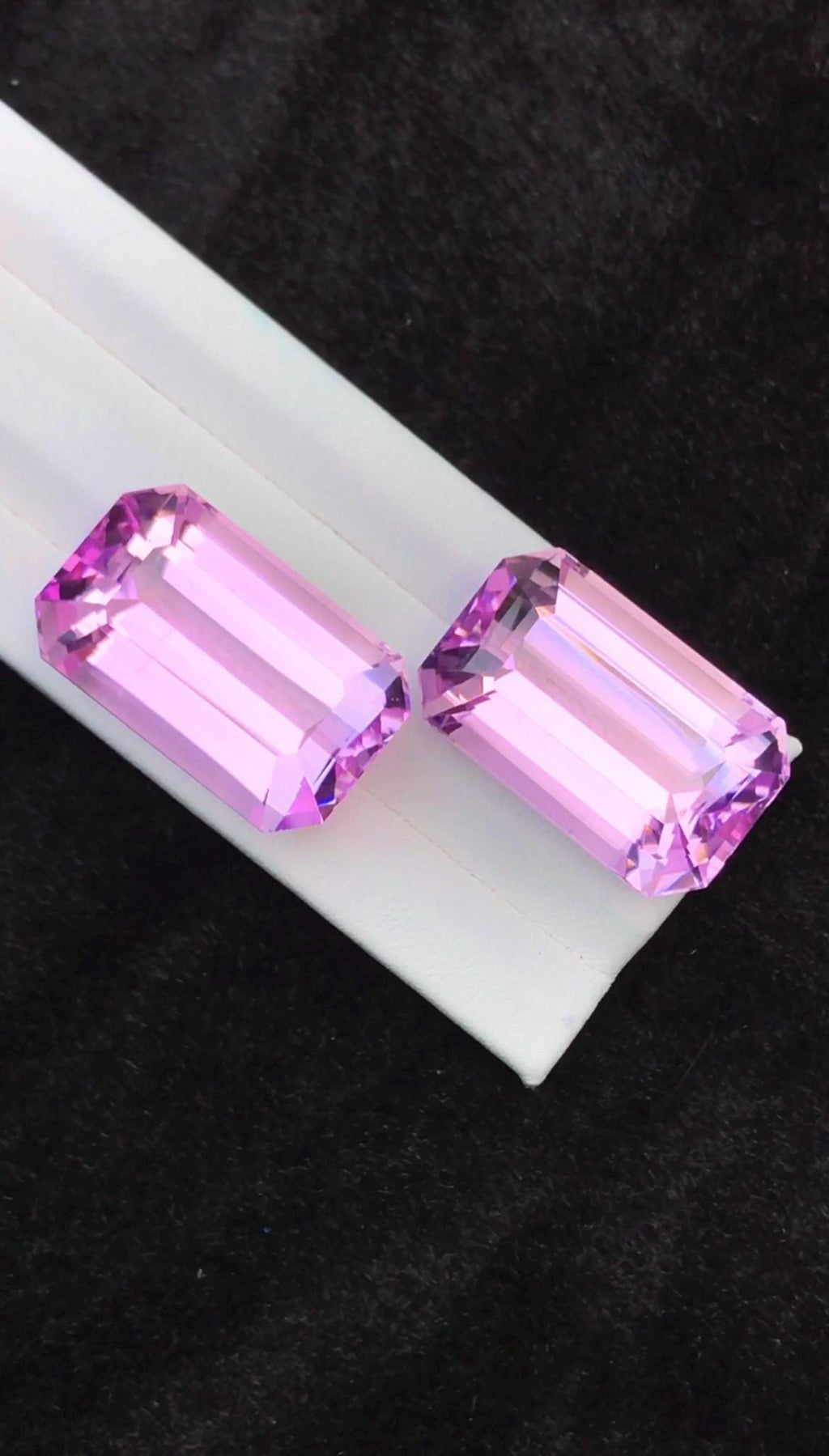 Pink Kunzite Pair 113.09 Carat Emerald Cut Matching Stones From Afghanistan