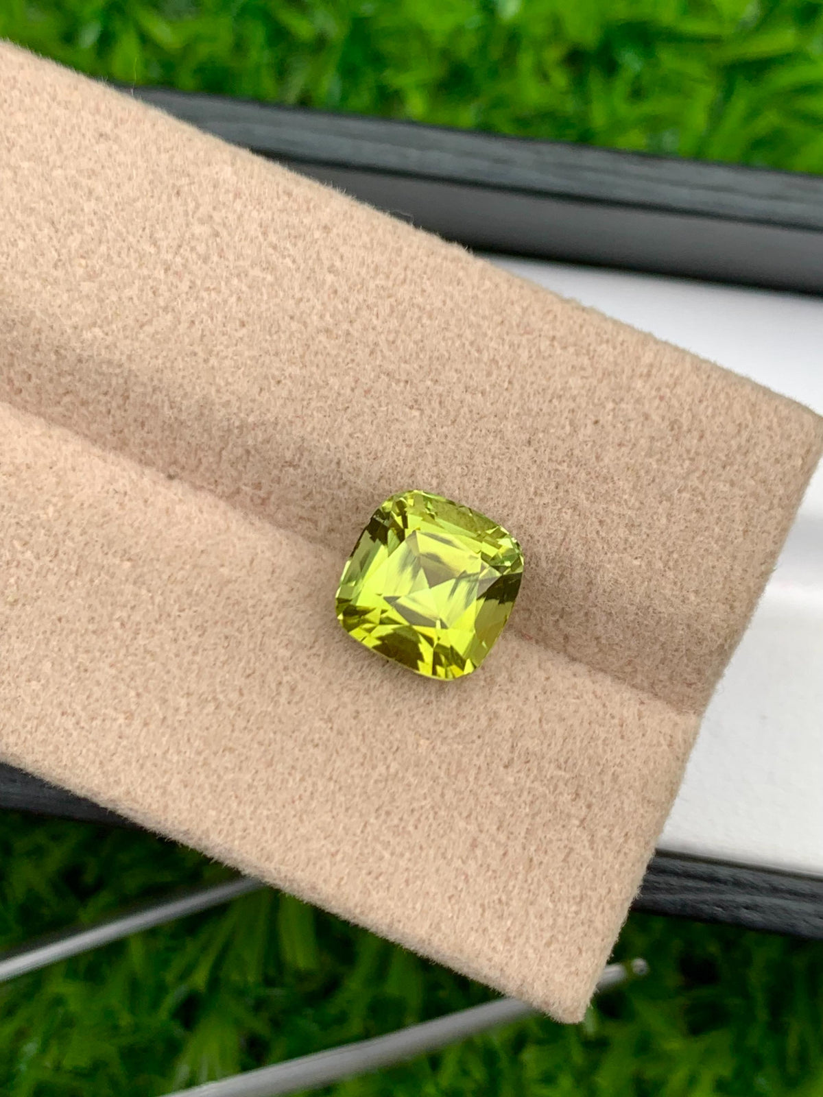 Lime Green Tourmaline Stone: 3.15 CT Cushion Cut Gemstone