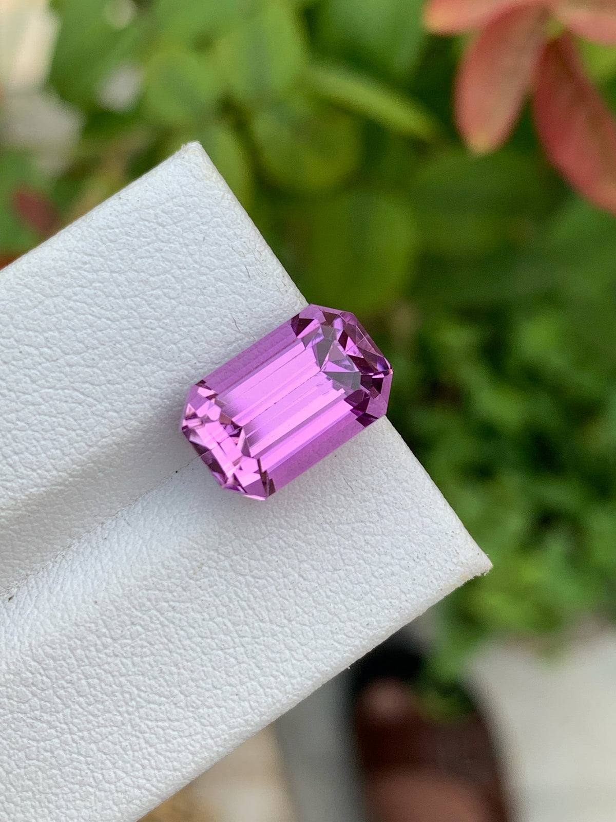 Deep Pink Kunzite Gemstone: 7.80 CT Emerald Cut Spodumene Stone