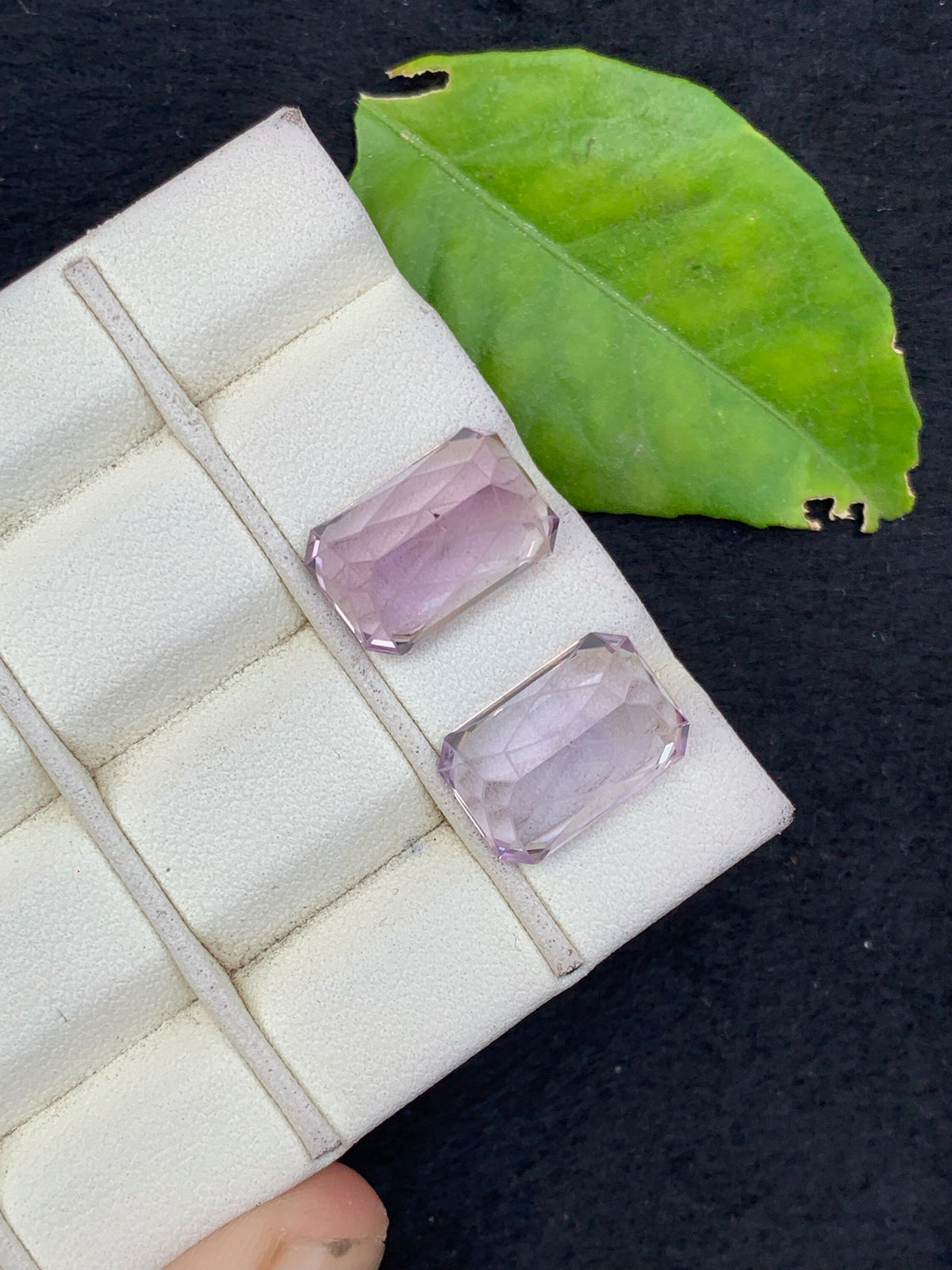 Lavender Pink Amethyst Gemstone Pair: Emerald Cut, VVS Clarity, 20.65 CT