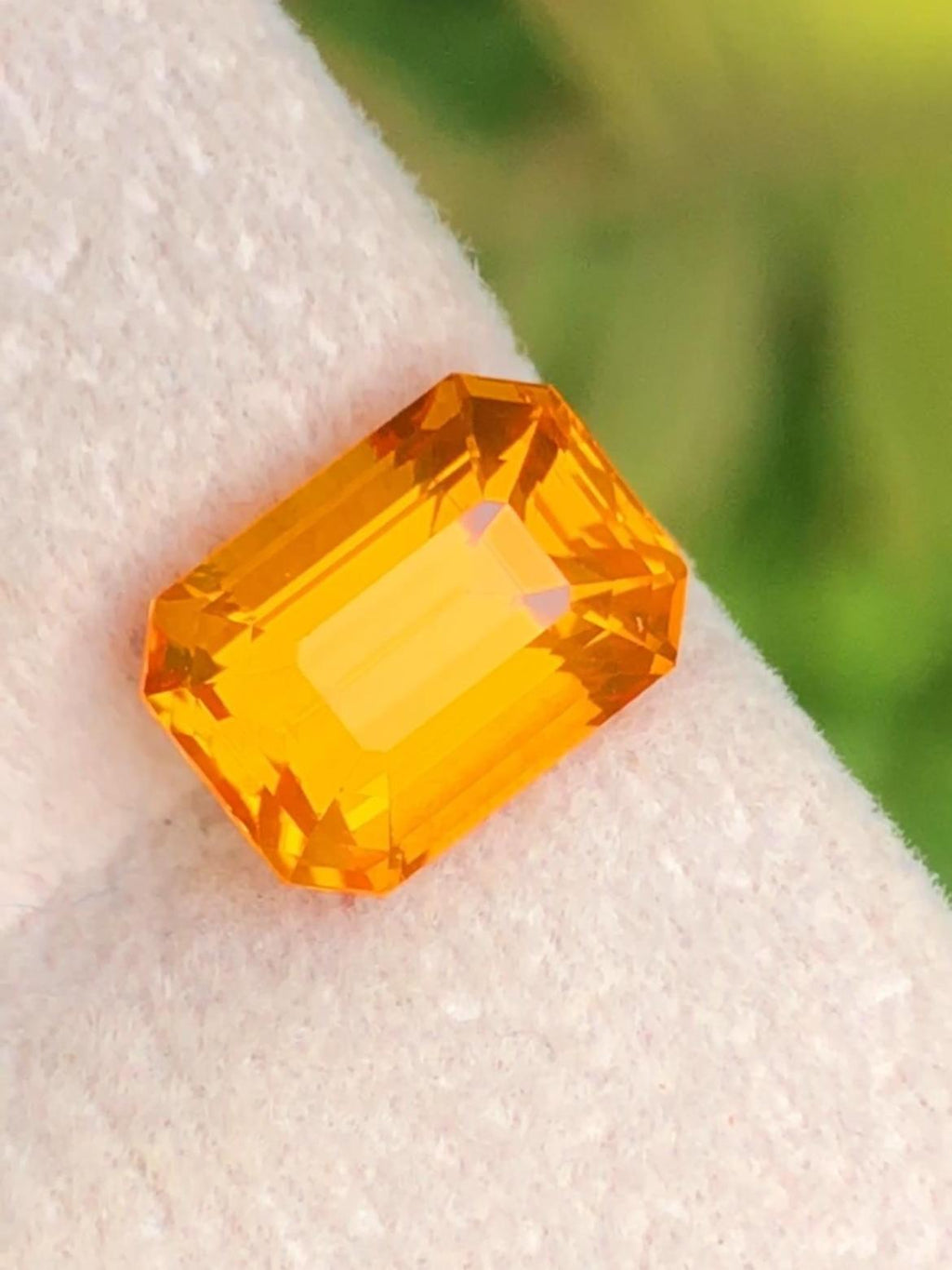 Orangy Yellow Sapphire 3.02 ct Emerald Octagonal Cut Madagascar With Certificate