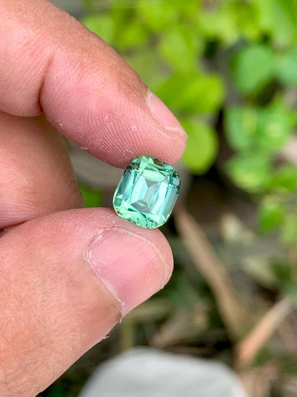 4 CT Bluish Green Tourmaline Gemstone: Cushion Cut, Afghanistan