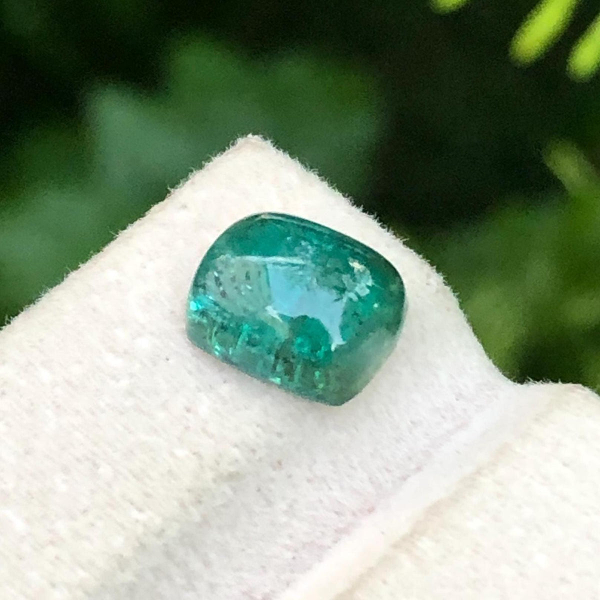 Green Tourmaline Cabochon 3.15 Carat – Elongated Oval Cut from Afghanistan