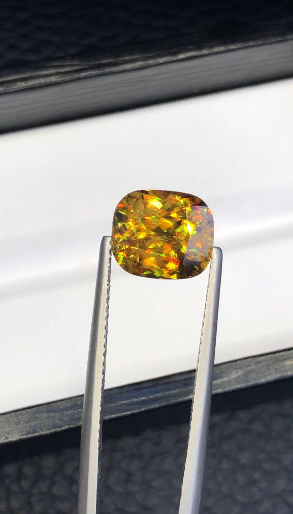 3.80 CT Cushion Cut Sphene Gemstone: Rare Trichroism Titanite