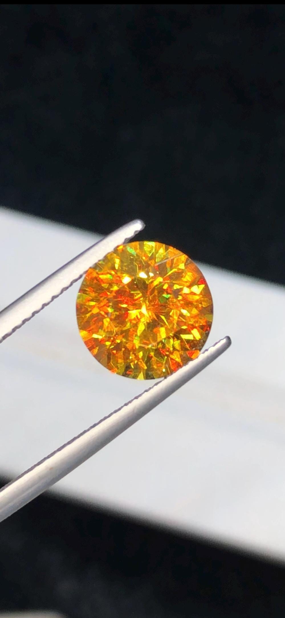 3.30 ct Orange Sphene Gemstone: Round Titanite Stone, August Birthstone