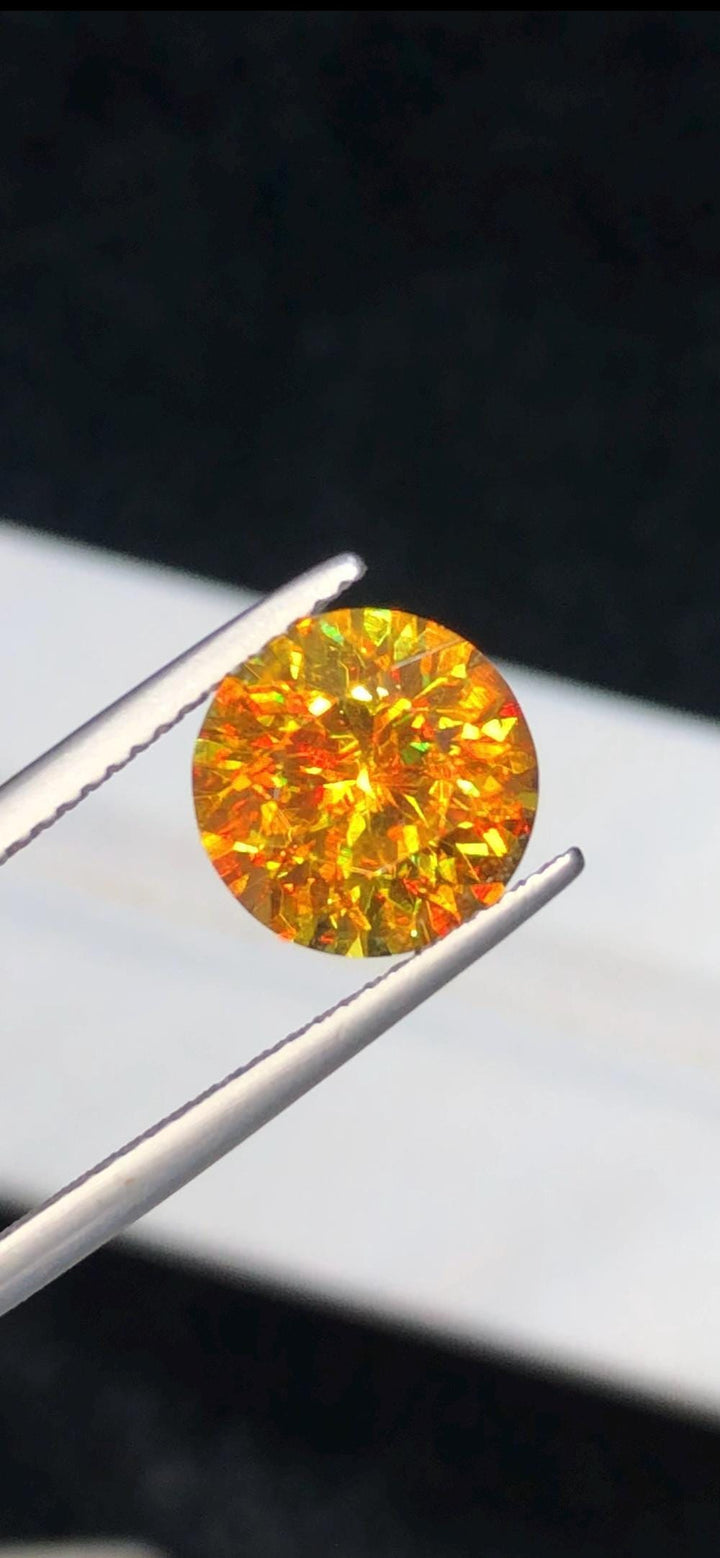 3.30 ct Orange Sphene Gemstone: Round Titanite Stone, August Birthstone