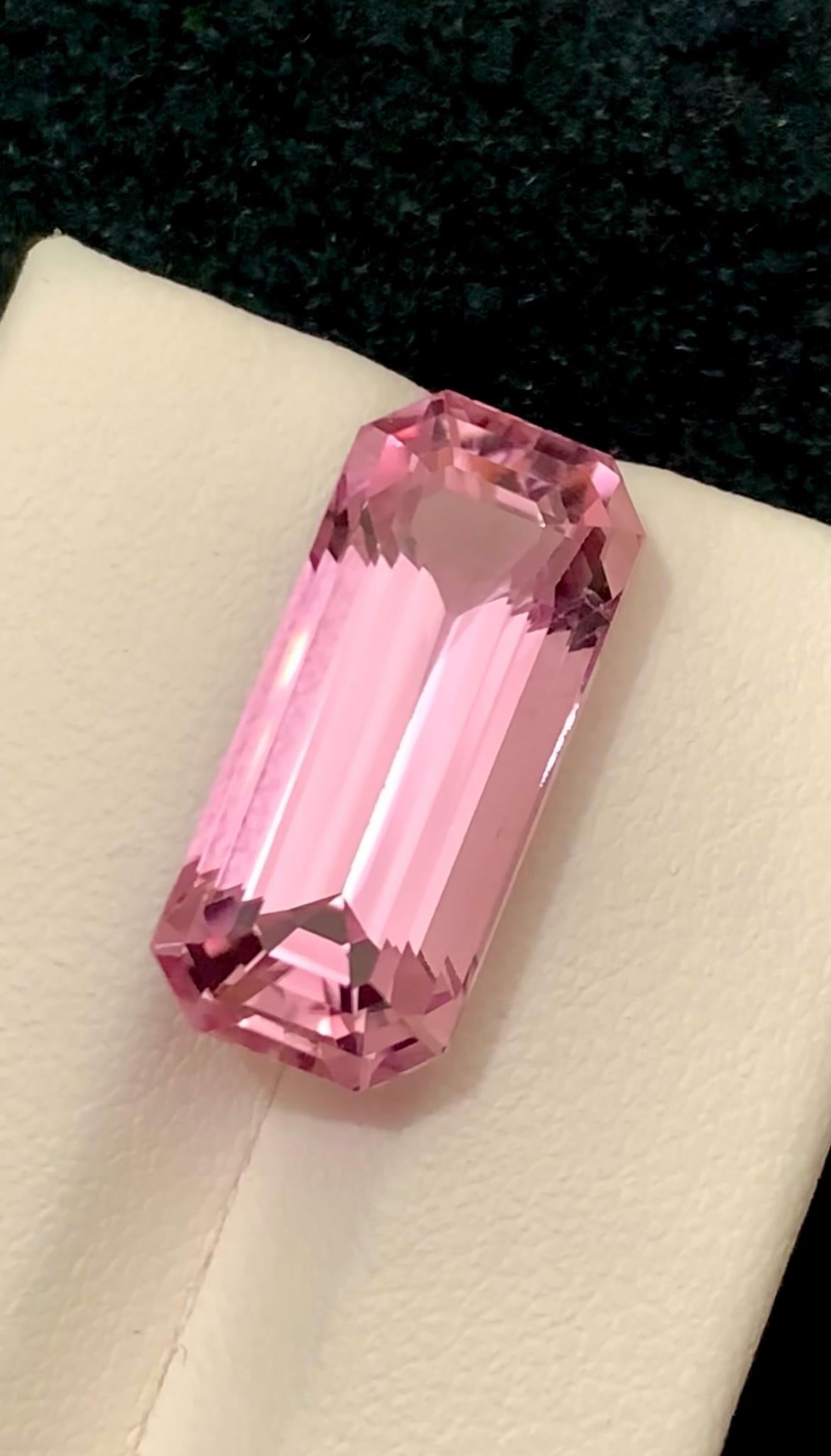 Pink Kunzite 14.80 Carat Elongated Emerald Cut Gemstone from Nuristan Afghanistan