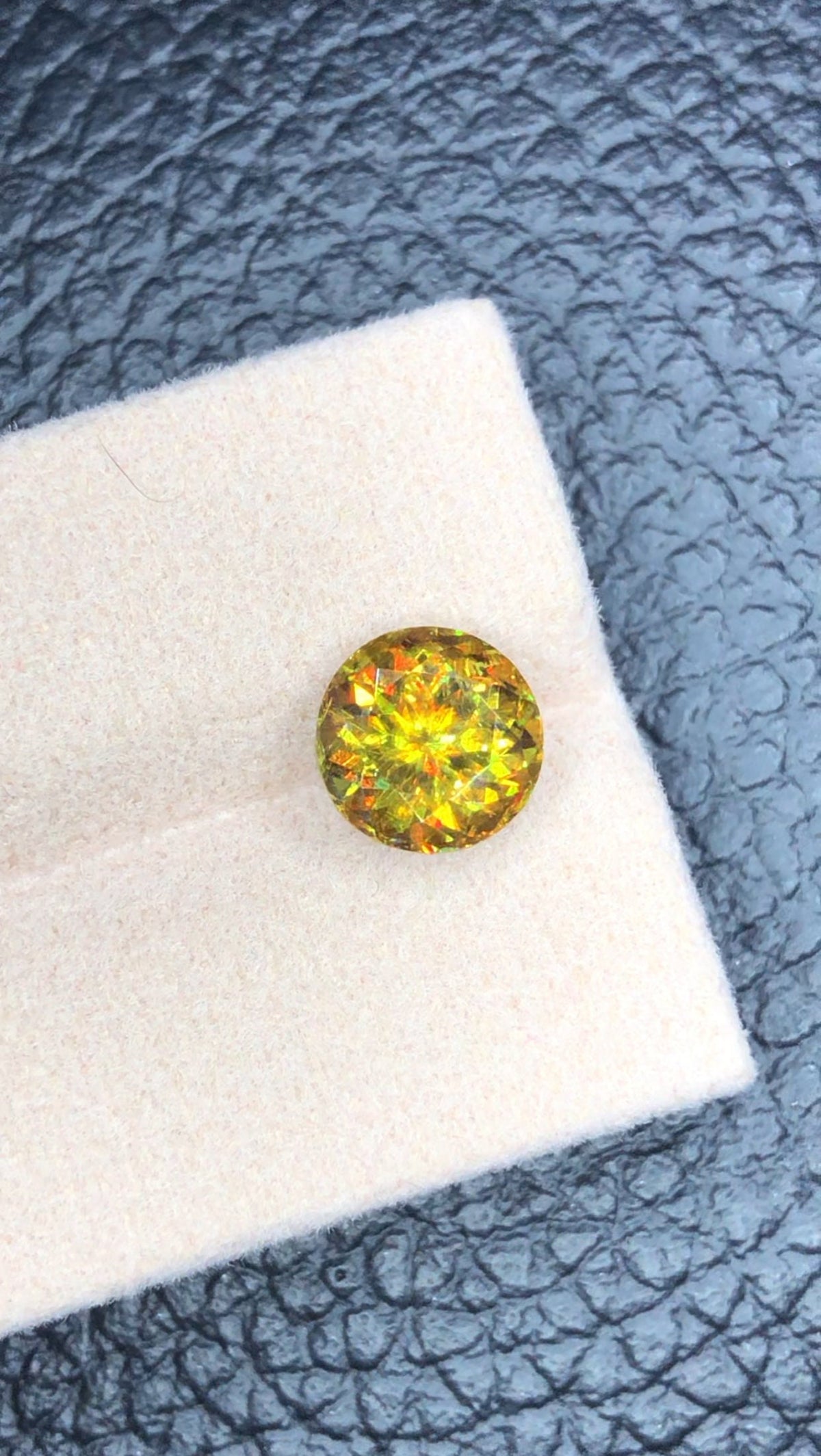 Natural Fire Sphene Gemstone: Round Cut, 3.10 CT, Himalayan Origin