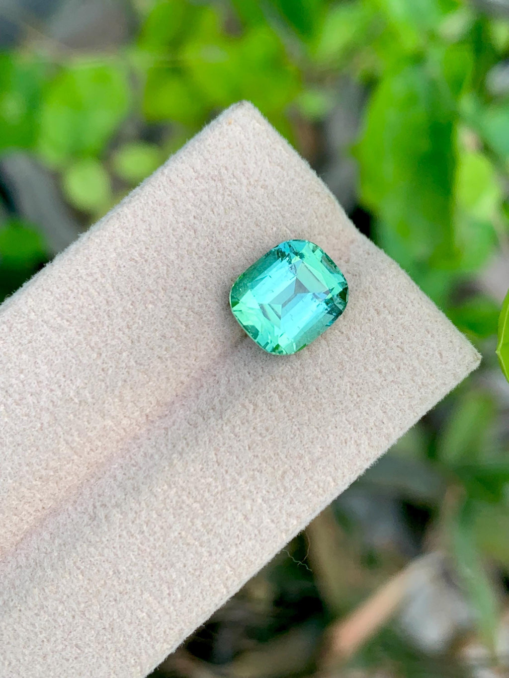 4 CT Bluish Green Tourmaline Gemstone: Cushion Cut, Afghanistan