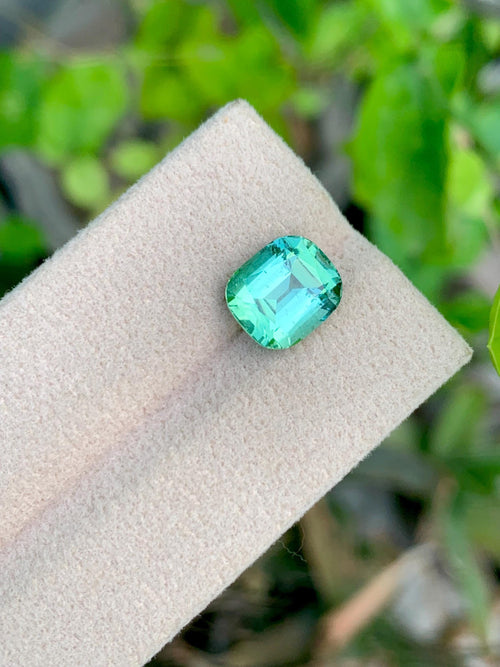 4 CT Bluish Green Tourmaline Gemstone: Cushion Cut, Afghanistan
