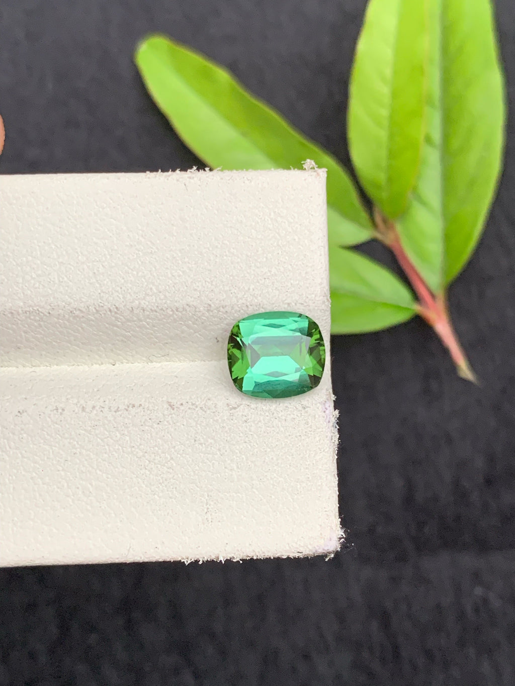 Cushion Cut Bluish Green Tourmaline Gemstone - 1.45 Carat