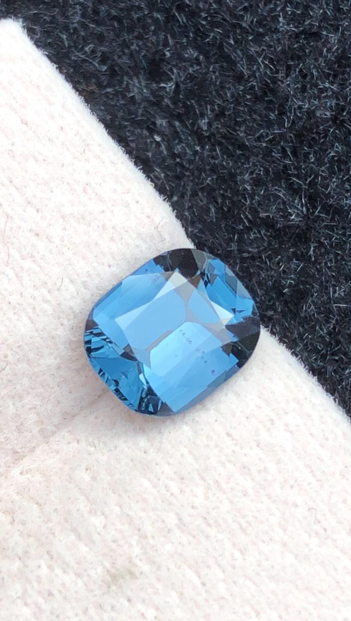 Cobalt Spinel 1.55 ct Cushion Cut Blue Gemstone From  Tanzanian With Certificate