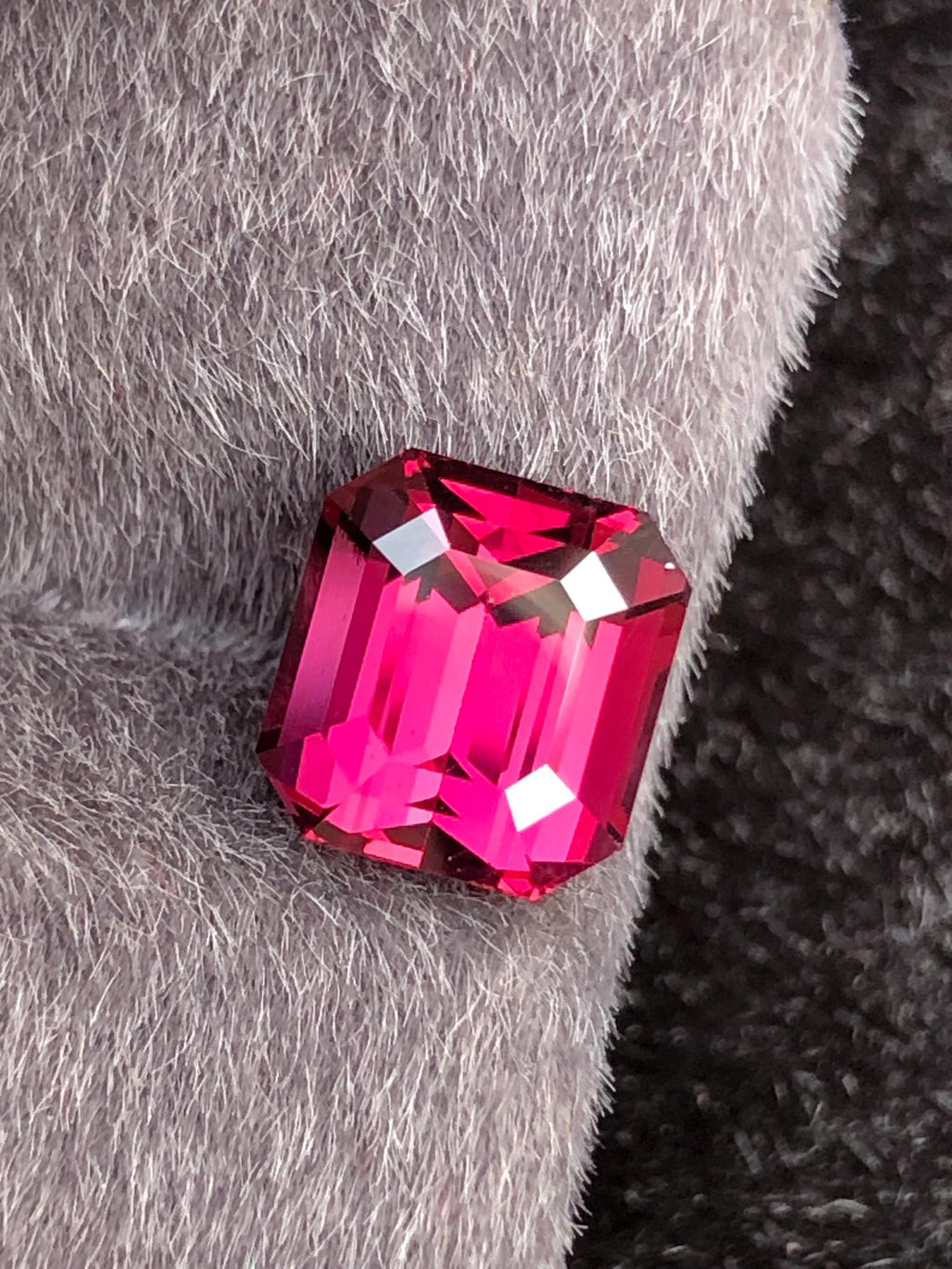 Raspberry Pink Rhodolite Garnet Emerald Cut 3.15 ct Tanzania