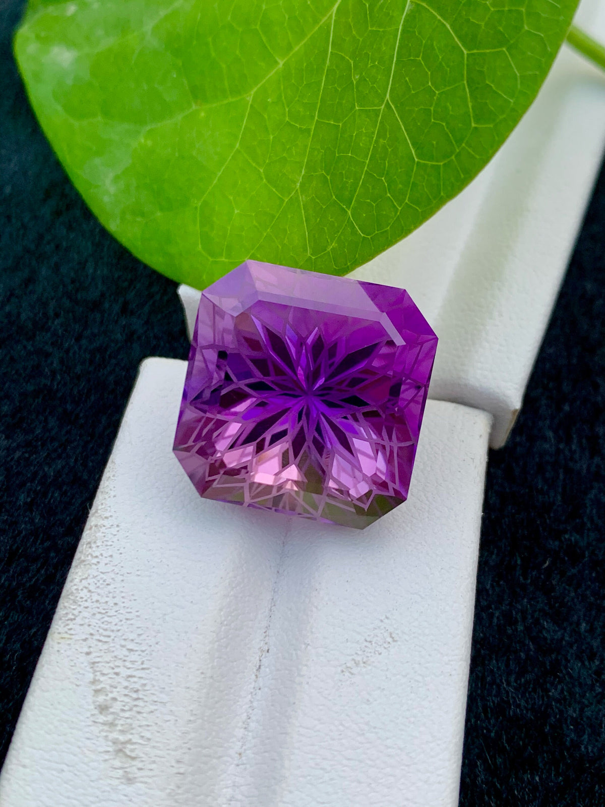 Square Precision Flower Cut Amethyst Loose Gemstone - 35.95 Carats
