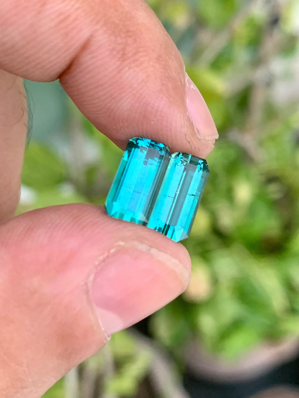 Blue Lagoon Tourmaline Pair: Faceted Emerald Cut, October Birthstone