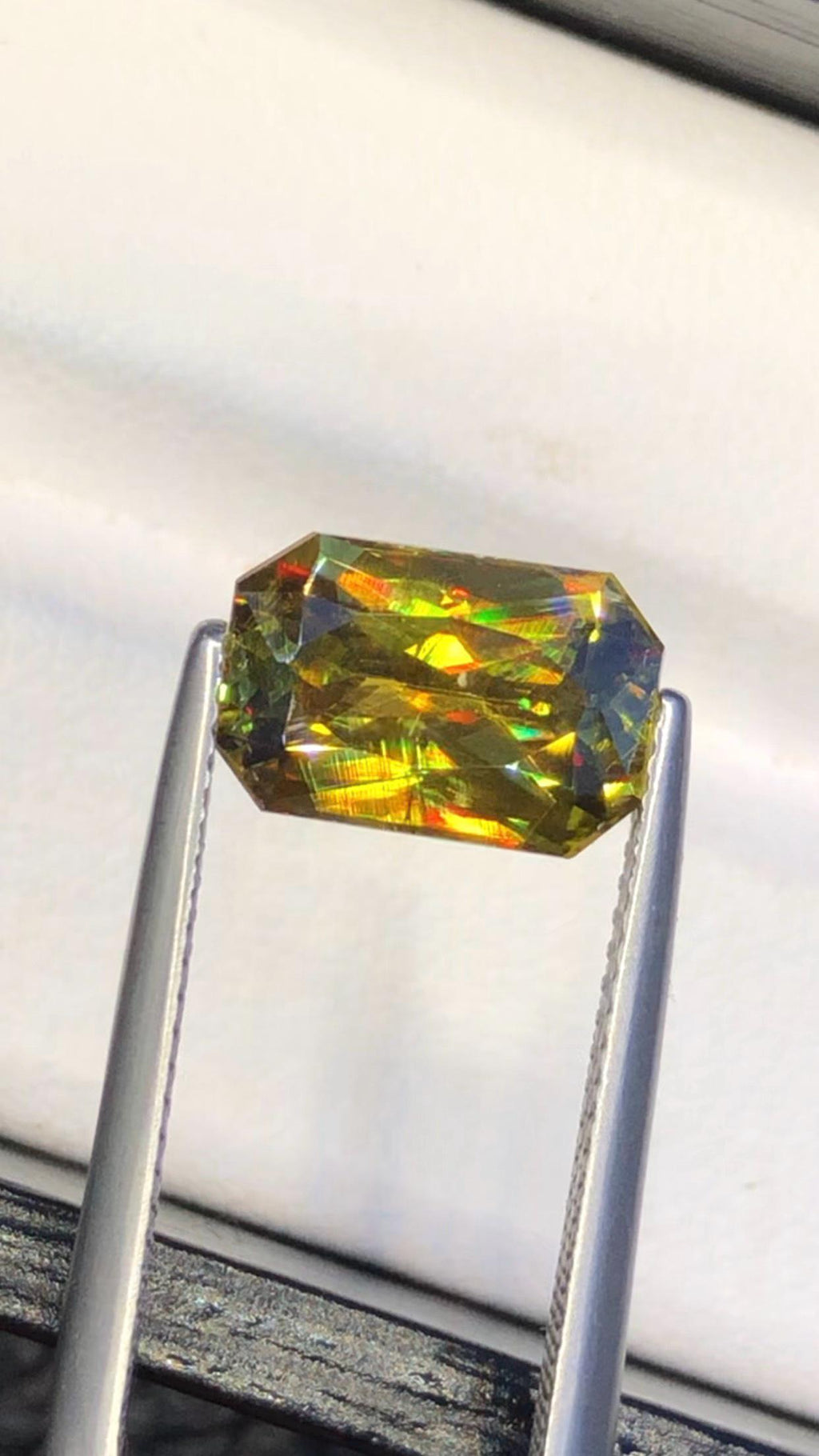 Emerald Cut Sphene Gemstone: Rare Trichroic Titanite, 3.35 CT