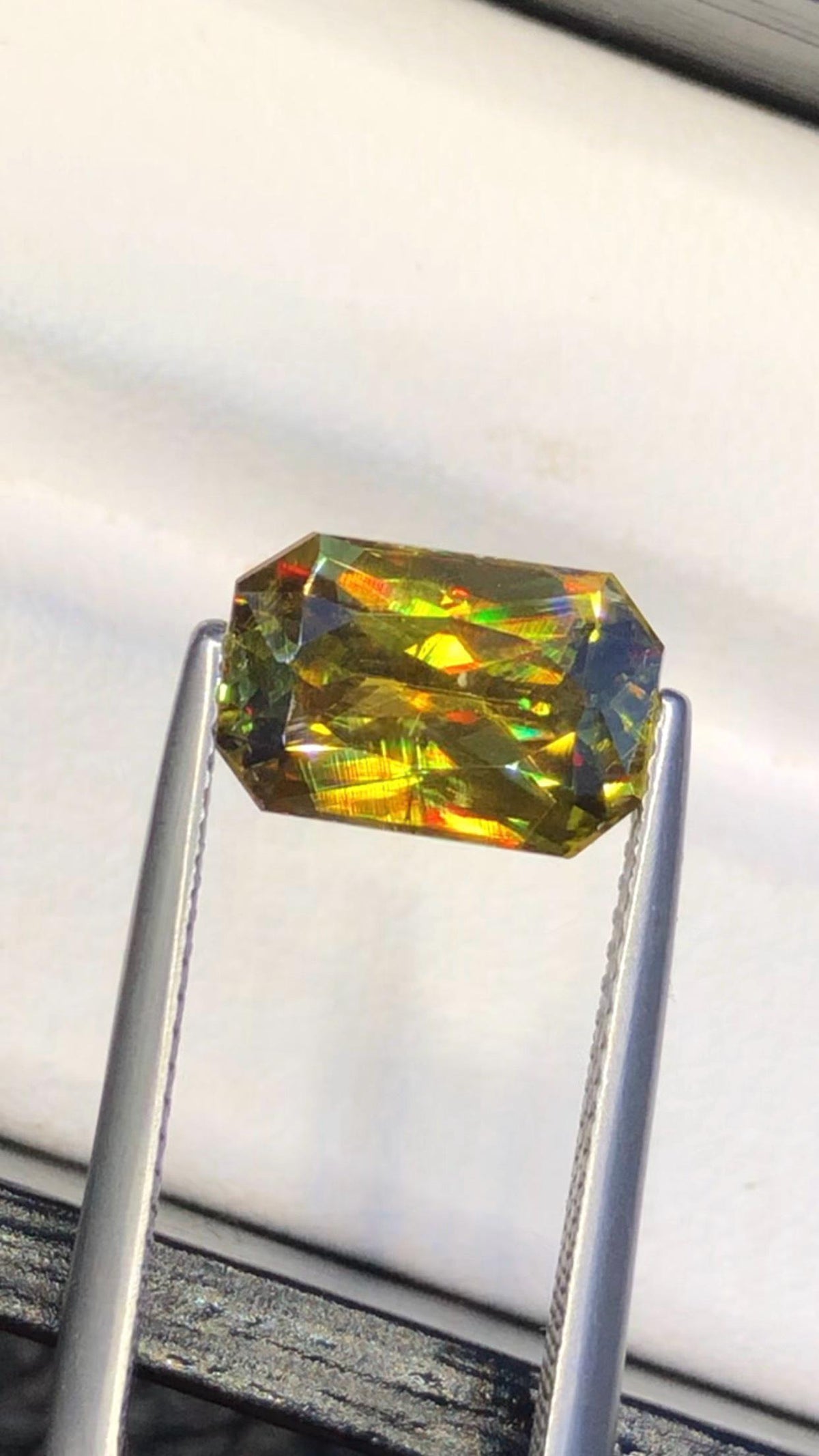 Emerald Cut Sphene Gemstone: Rare Trichroic Titanite, 3.35 CT