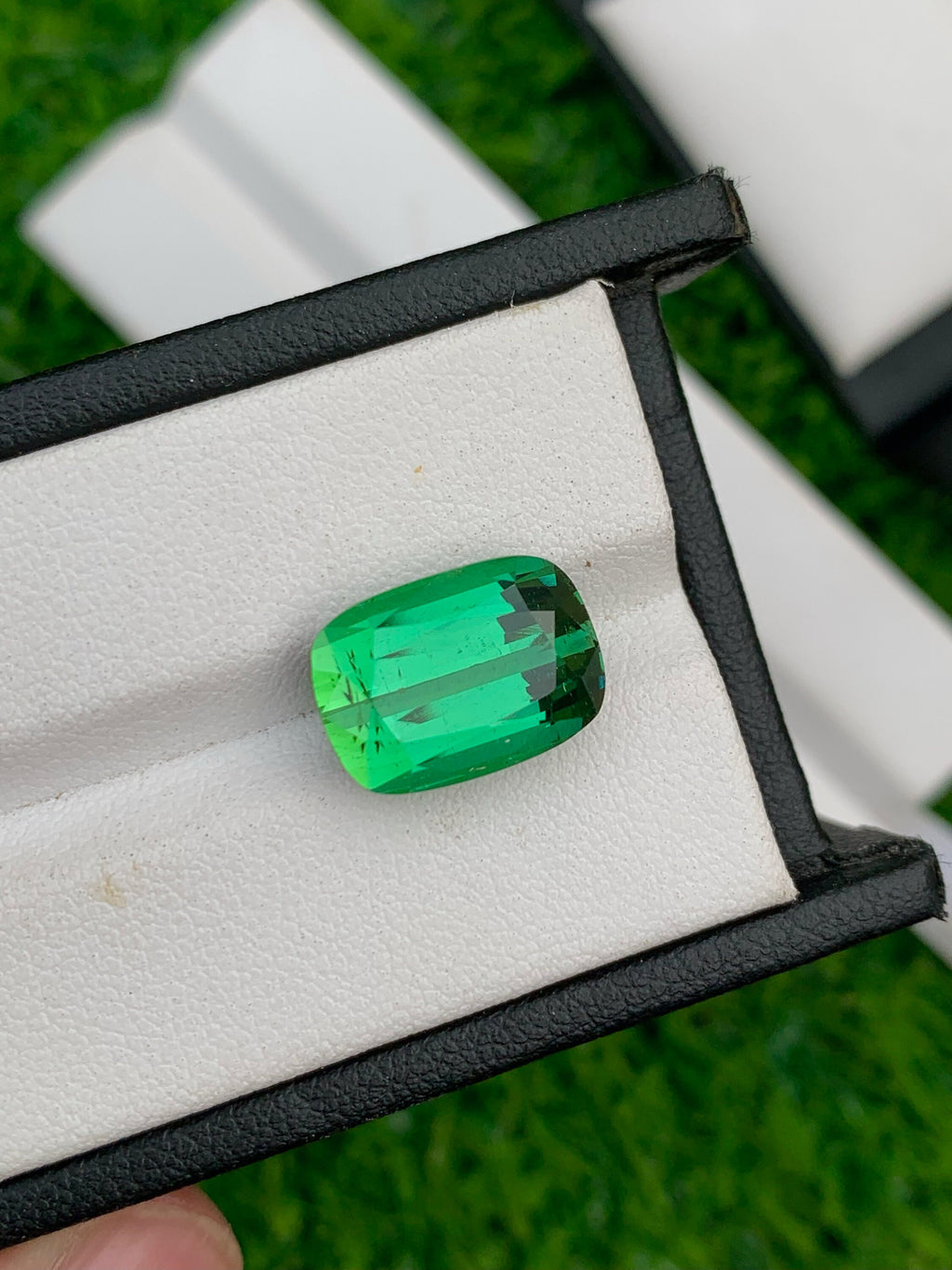 AAA Bluish Green Tourmaline Gemstone: Flawless Cushion Cut, 8.85 CT
