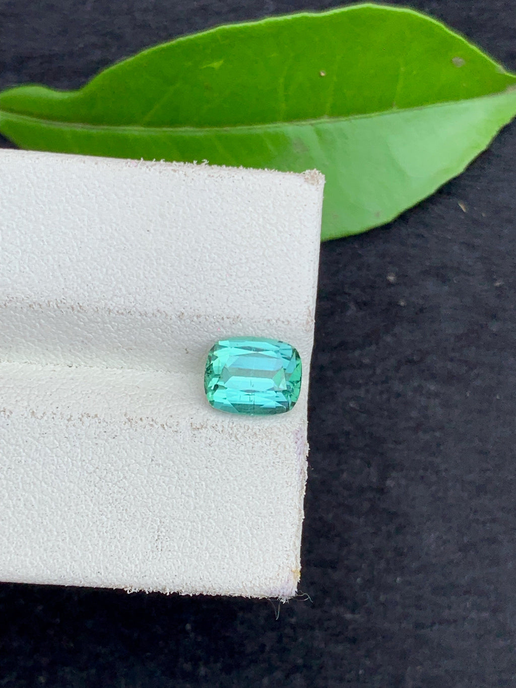Cushion Cut Bluish Green Tourmaline Gemstone (7x6x4.5mm)
