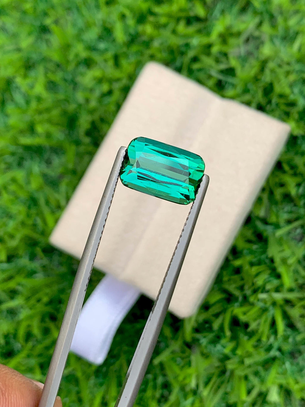 Bluish Green Tourmaline Gemstone: 3.40 CT Cushion Cut, Afghanistan Origin