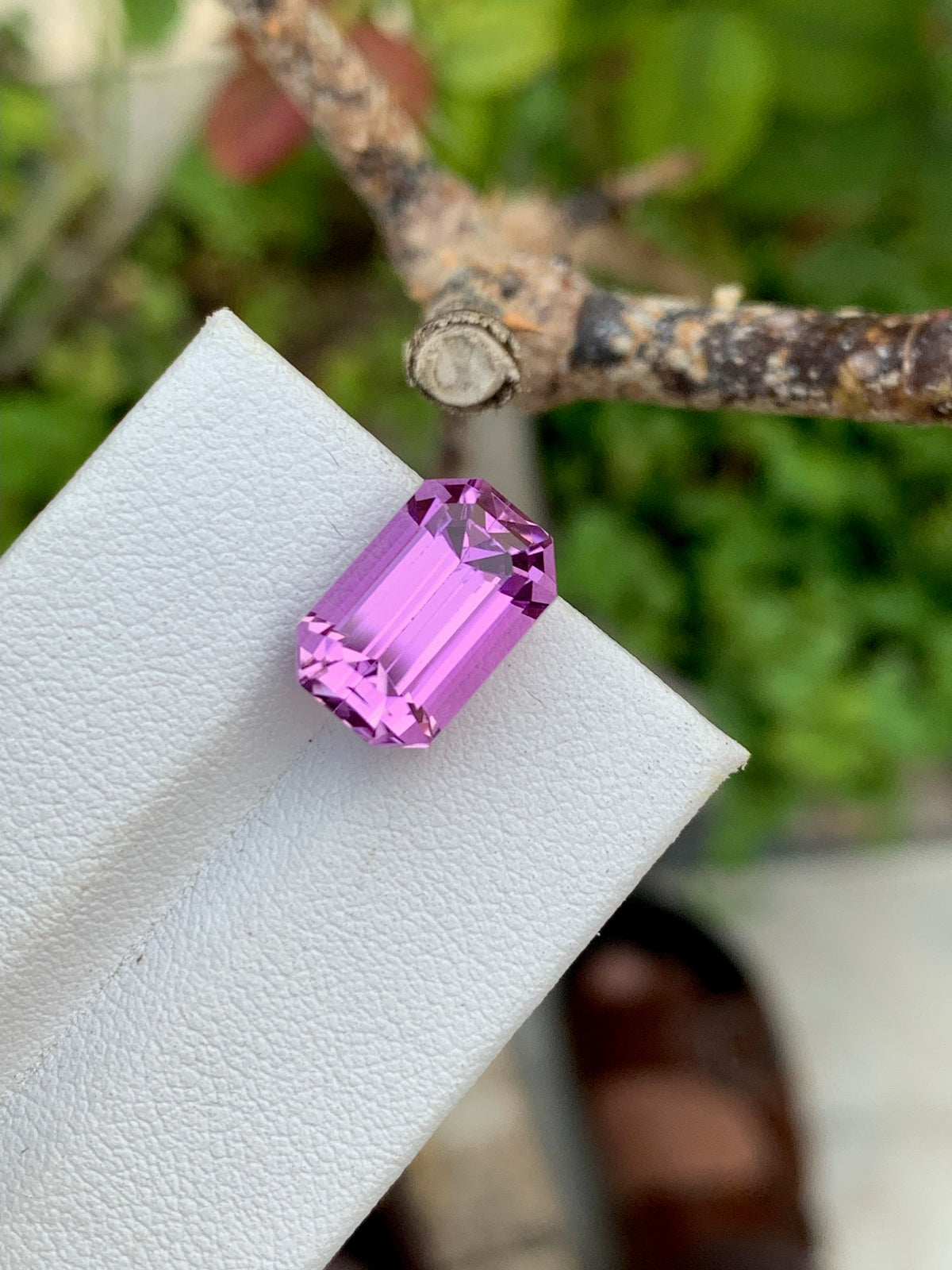 Deep Pink Kunzite Gemstone: 7.80 CT Emerald Cut Spodumene Stone