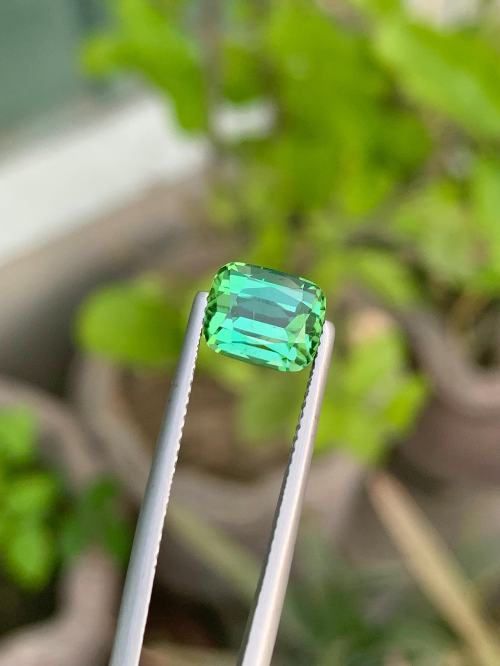 Natural Bluish Green Tourmaline Gemstone: Cushion Cut, 3.40 CT