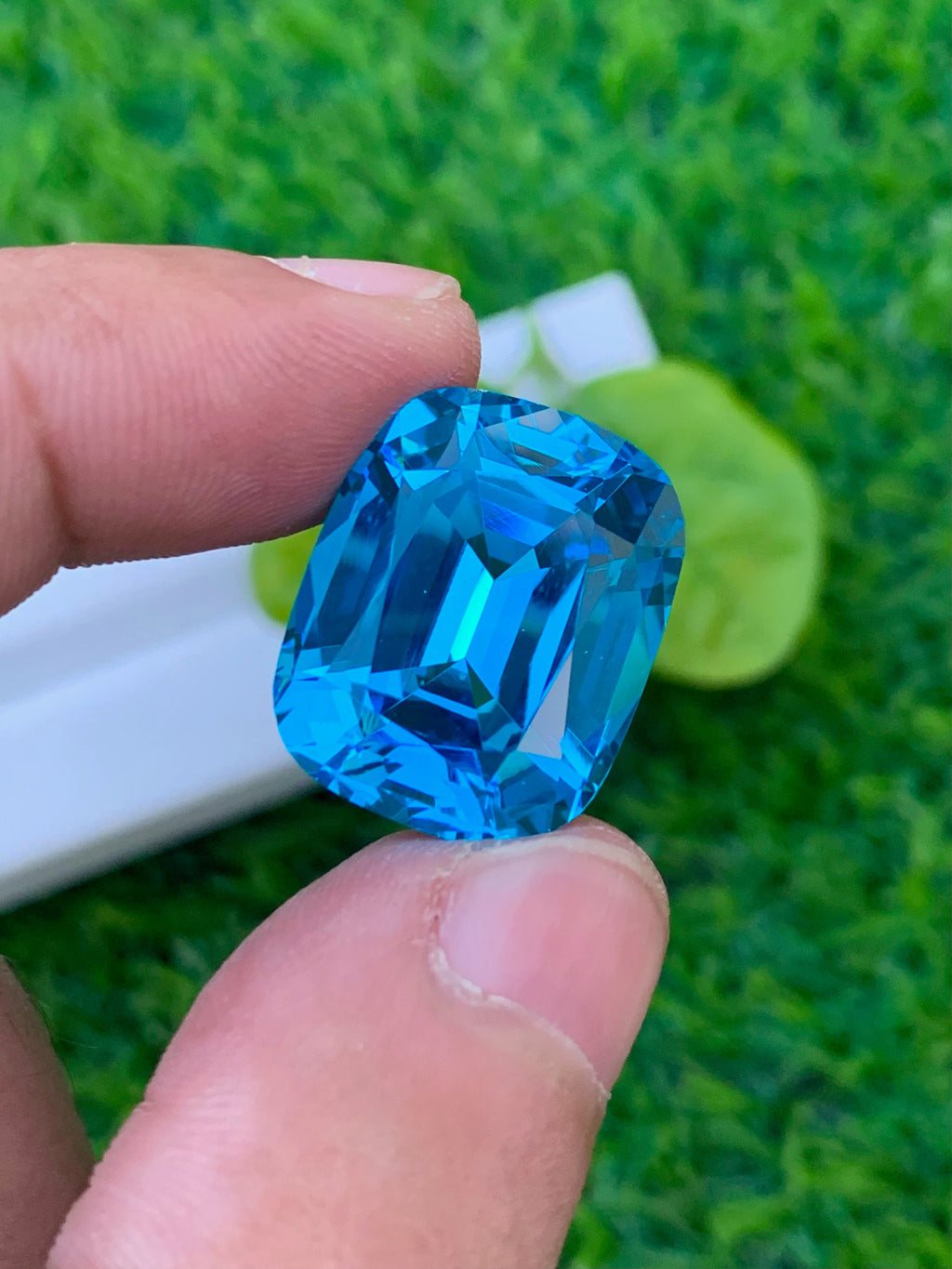 Electric Blue Topaz Gemstone: 35.65 CT Cushion Cut Swiss Topaz