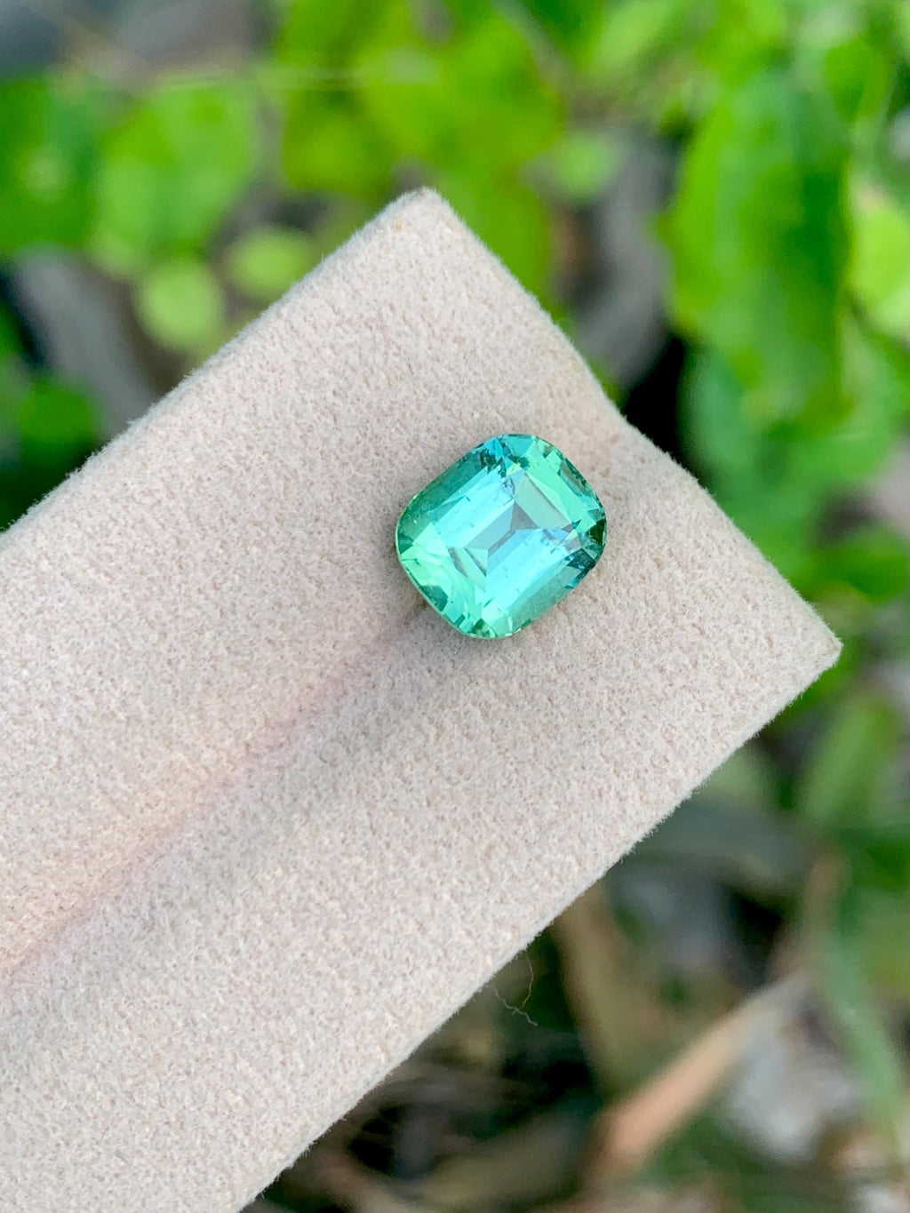 4 CT Bluish Green Tourmaline Gemstone: Cushion Cut, Afghanistan