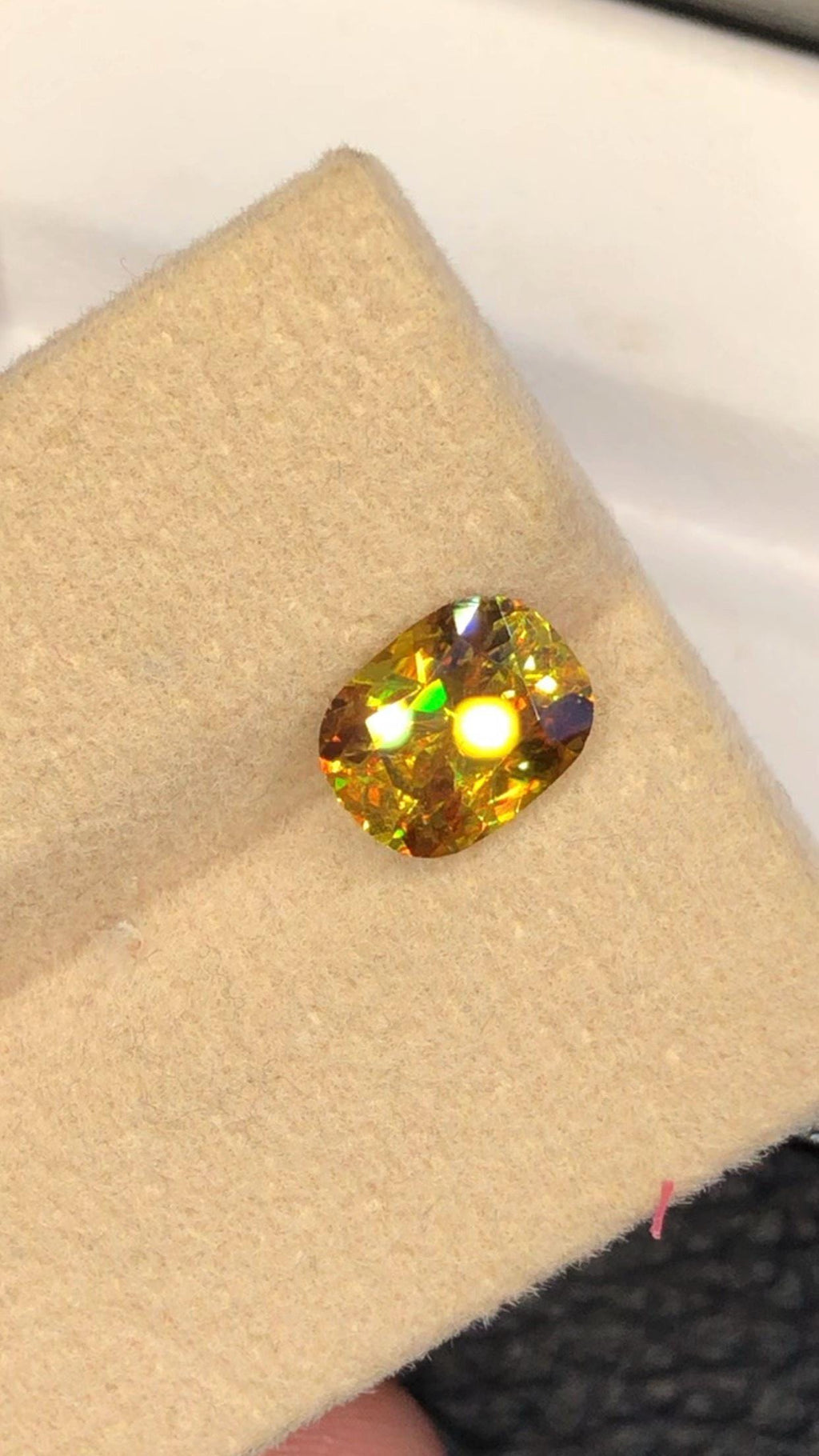 Cushion Cut Sphene Gemstone: 1.75 CT Yellow-Red Titanite, Zagi Mine